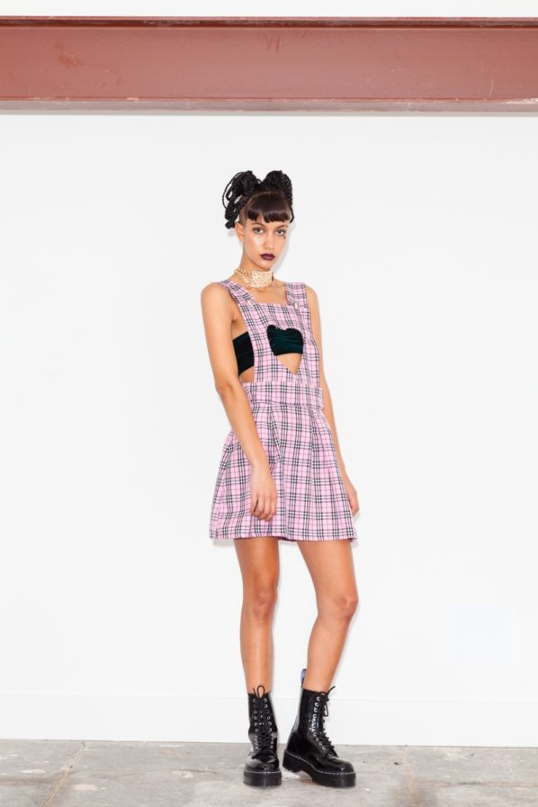 CHER AS IF PINK TARTAN PINAFORE